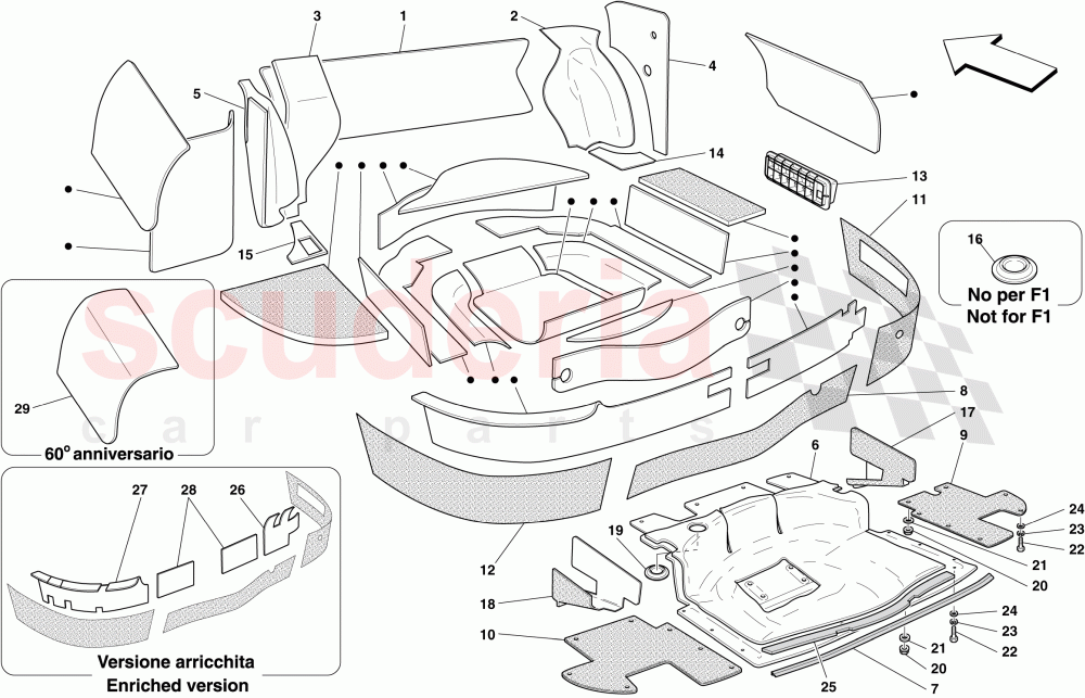 LUGGAGE COMPARTMENT INSULATION of Ferrari Ferrari 612 Scaglietti