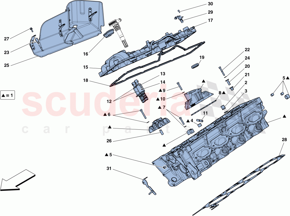 RIGHT HAND CYLINDER HEAD of Ferrari Ferrari 458 Italia