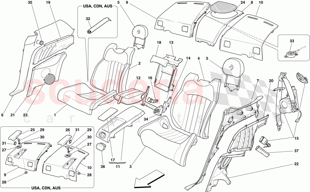 REAR SEAT - SEAT BELTS of Ferrari Ferrari 612 Scaglietti