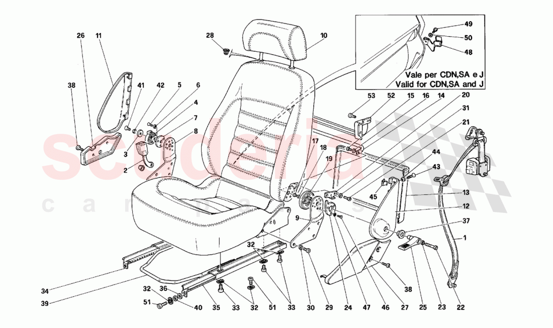 Seats and safety belts -Not for USA- of Ferrari Ferrari 512 TR