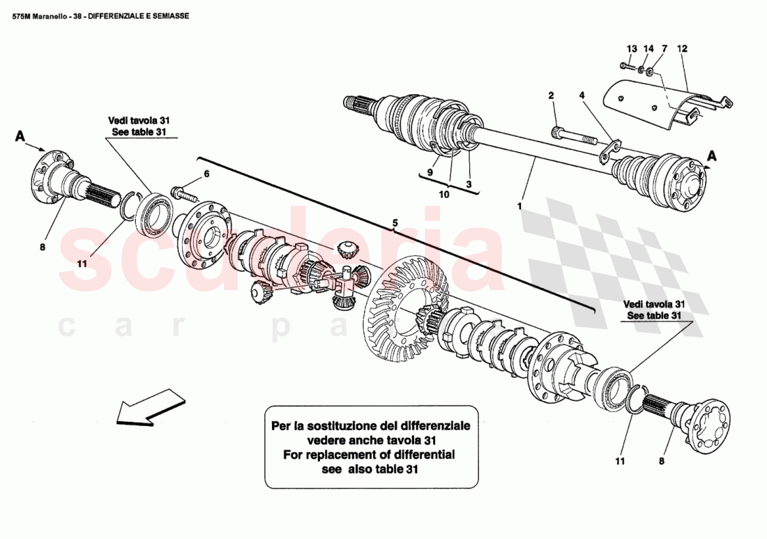 DIFFERENTIAL AND AXLE SHAFT of Ferrari Ferrari 575M Maranello