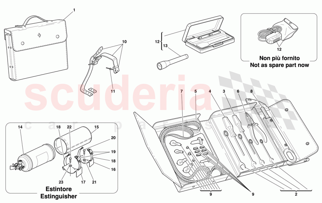 TOOLS EQUIPMENT AND FIXINGS of Ferrari Ferrari 550 Maranello