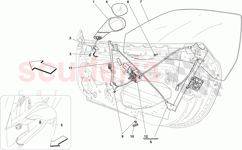 POWER WINDOWS AND REAR VIEW MIRRORS of Ferrari Ferrari California (2012-2014)