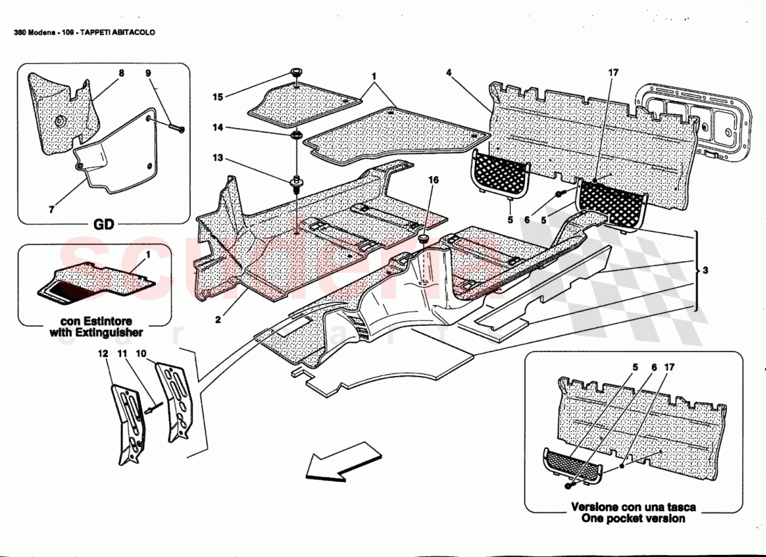 PASSENGERS COMPARTMENT CARPETS of Ferrari Ferrari 360 Modena