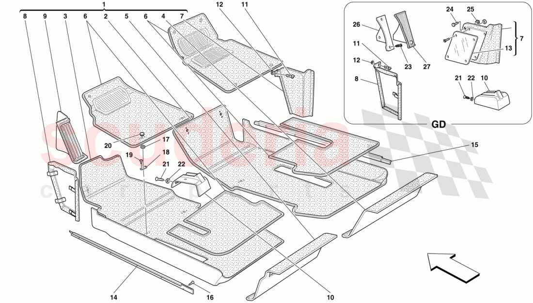 PASSENGERS COMPARTMENT UPHOLSTERY AND CARPETS of Ferrari Ferrari 456 GT/GTA