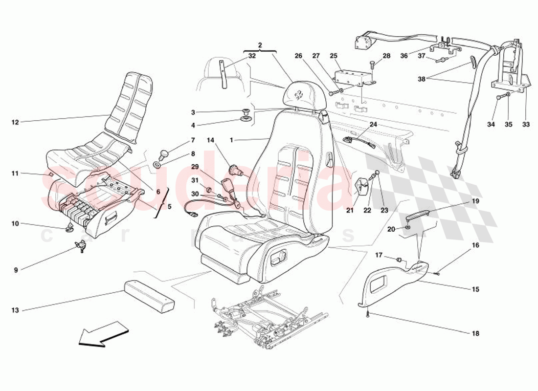 Electrical Seat - Safety Belts of Ferrari Ferrari 575 Superamerica