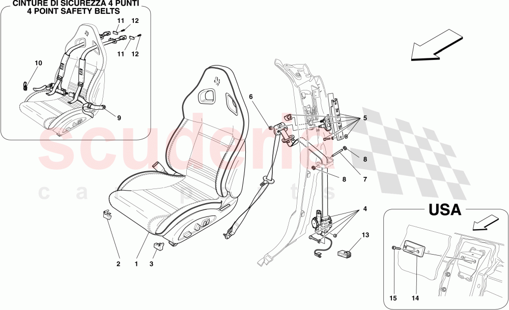 COMPLETE FRONT SEAT AND SEAT BELTS of Ferrari Ferrari 599 GTO