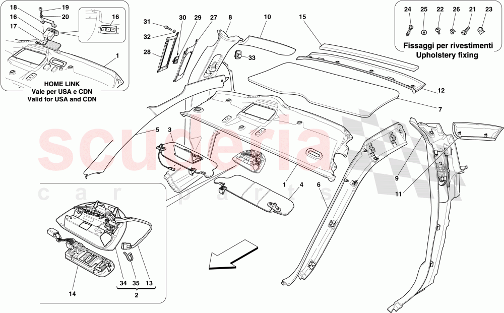 HEADLINER TRIM AND ACCESSORIES of Ferrari Ferrari 599 GTB Fiorano