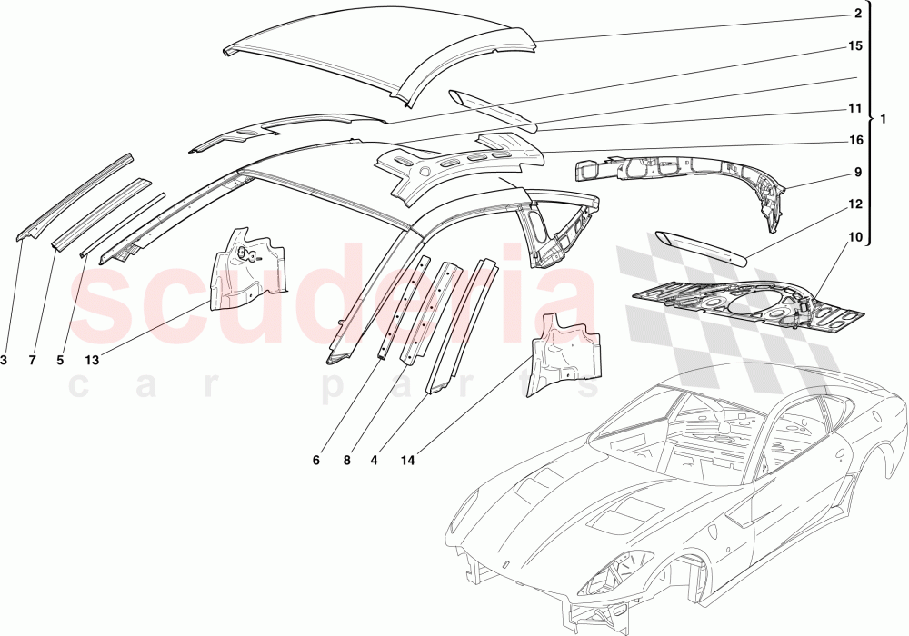 BODYSHELL - ROOF of Ferrari Ferrari 599 GTO