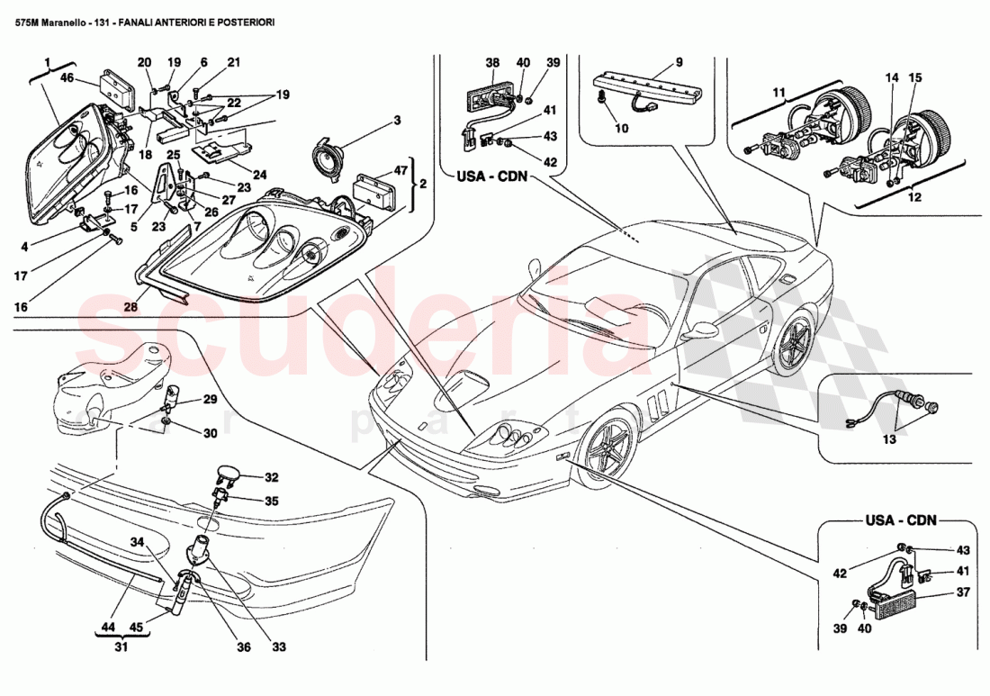 FRONT AND REAR LIGHTS of Ferrari Ferrari 575M Maranello