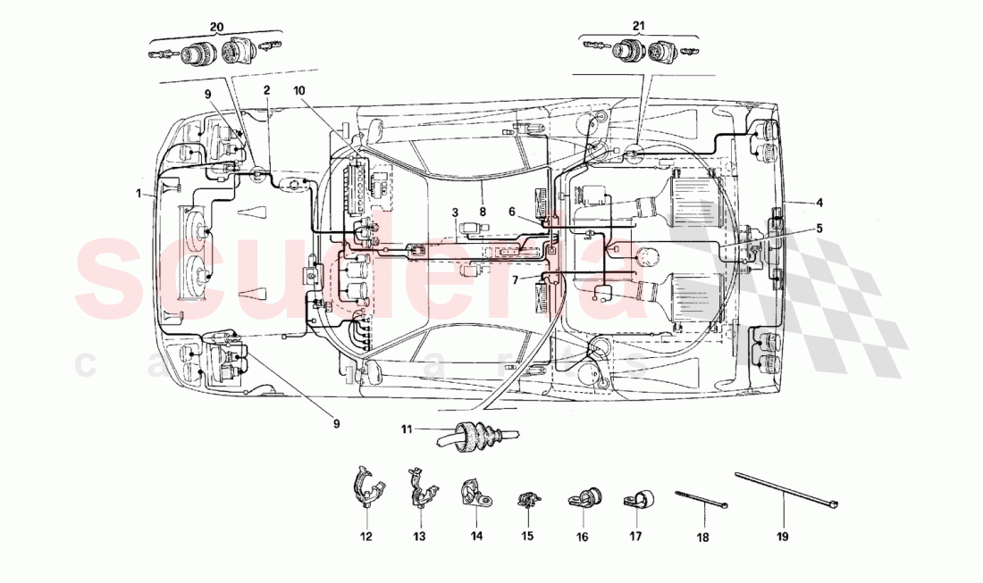 Electrical system -Valid for USA- of Ferrari Ferrari F40