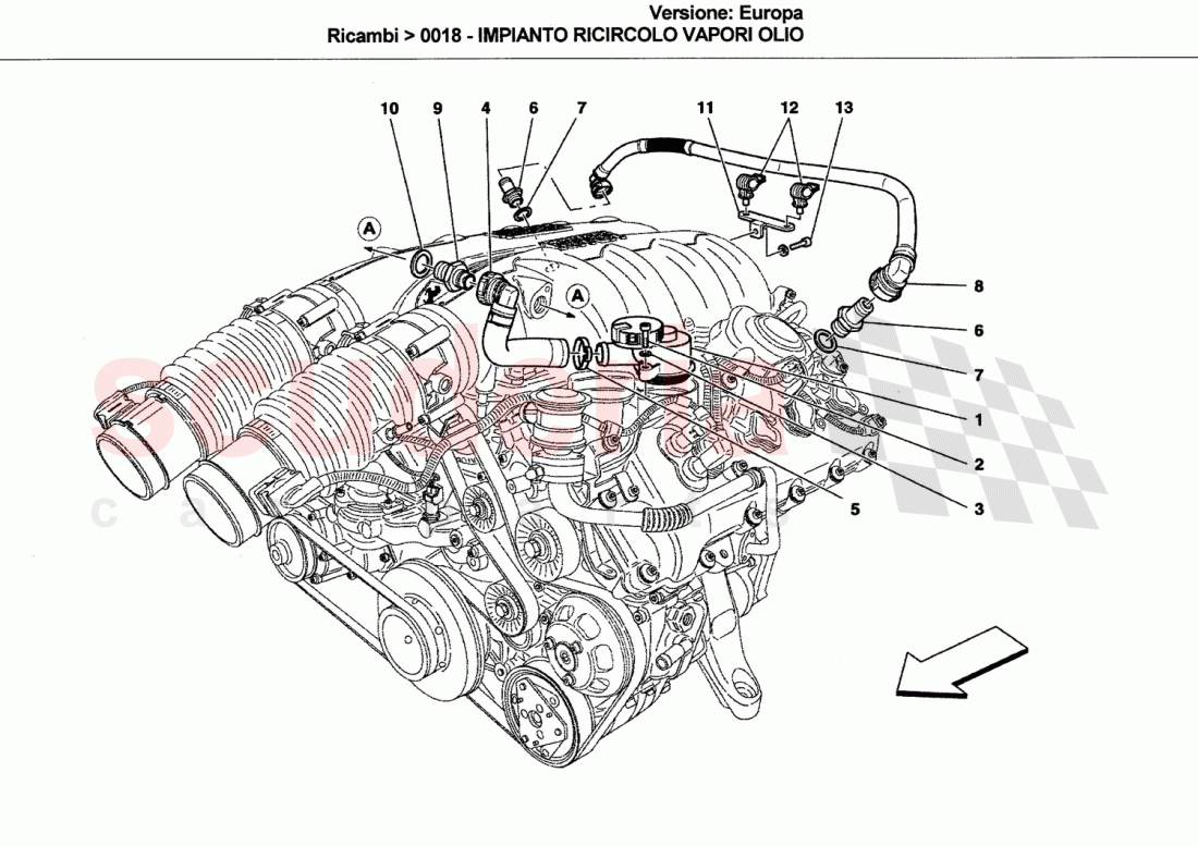 OIL VAPOUR RECIRCULATION SYSTEM of Ferrari Ferrari California (2008-2011)