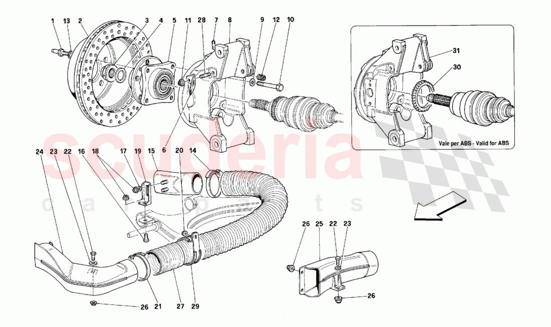 Rear suspension - Brake disc of Ferrari Ferrari 512 TR