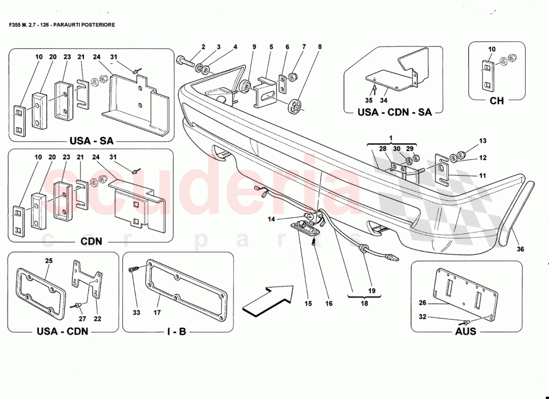 REAR BUMPER of Ferrari Ferrari 355 (2.7 Motronic)