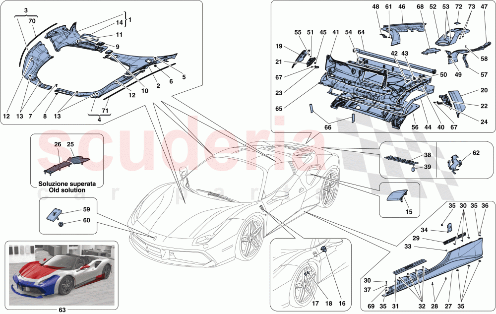 SHIELDS - EXTERNAL TRIM of Ferrari Ferrari 488 Spider