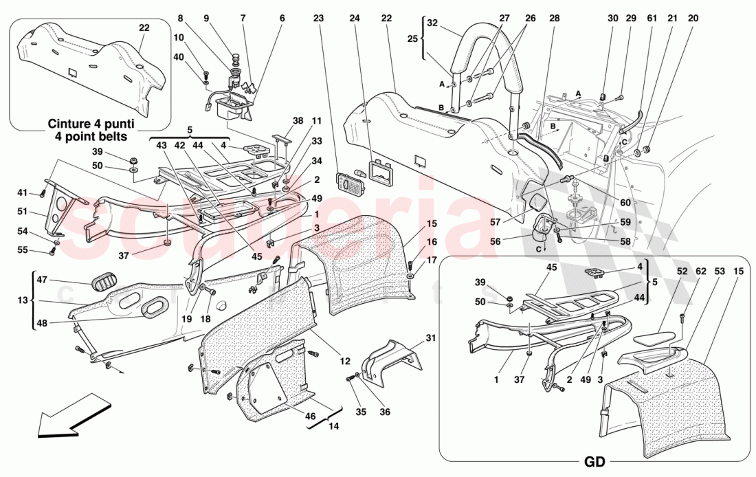 TUNNEL - INNER TRIMS of Ferrari Ferrari 550 Barchetta