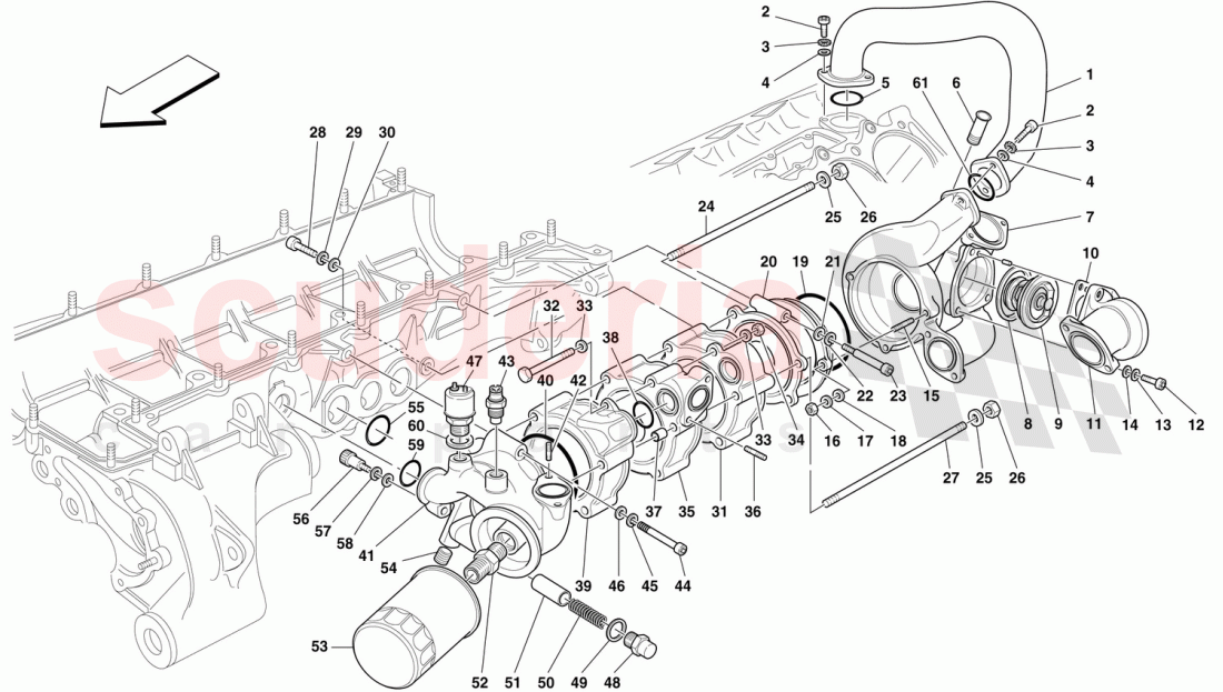 OIL/WATER PUMP - BODY AND ACCESSORIES of Ferrari Ferrari F50