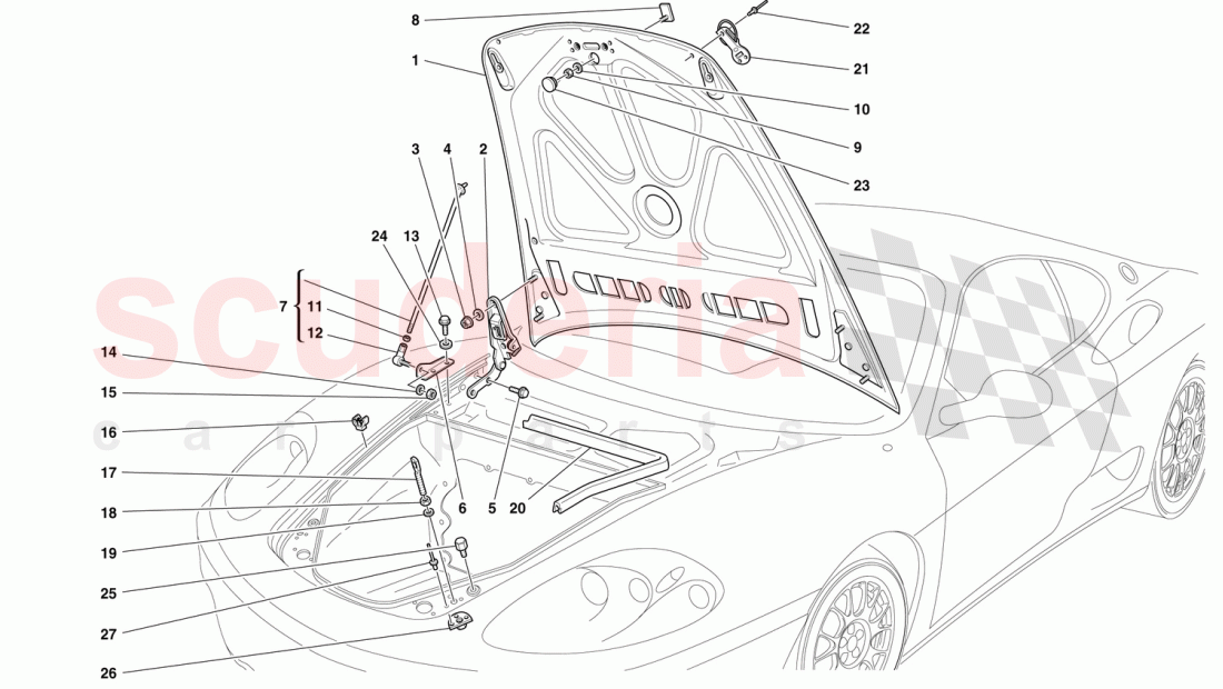 FRONT HOOD AND OPENING DEVICE of Ferrari Ferrari 360 Challenge (2000)