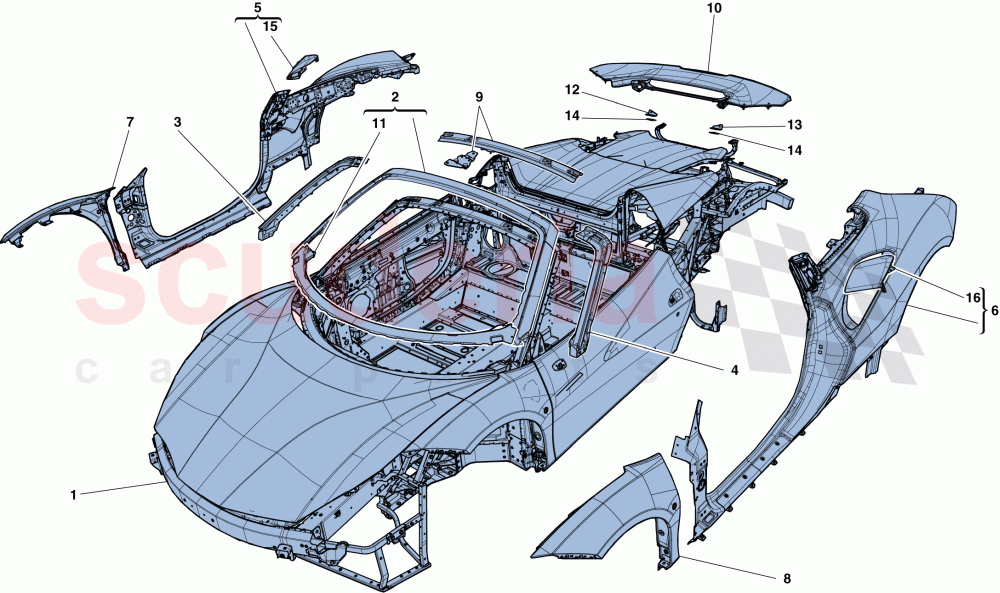 BODYSHELL - EXTERNAL TRIM of Ferrari Ferrari 488 Spider