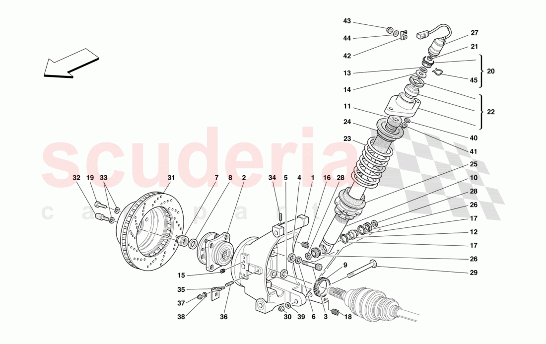 REAR SUSPENSION - SHOCK ABSORBER AND BRAKE DISC of Ferrari Ferrari 550 Barchetta