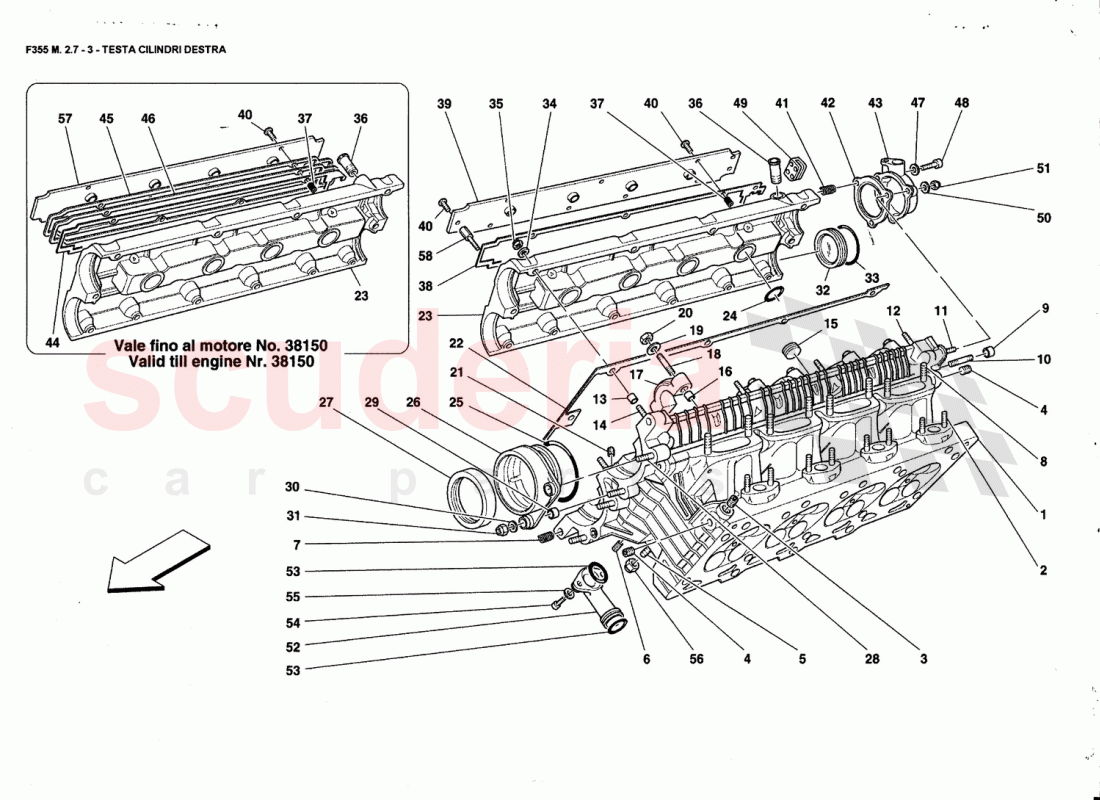 R.H. CYLINDER HEAD of Ferrari Ferrari 355 (2.7 Motronic)