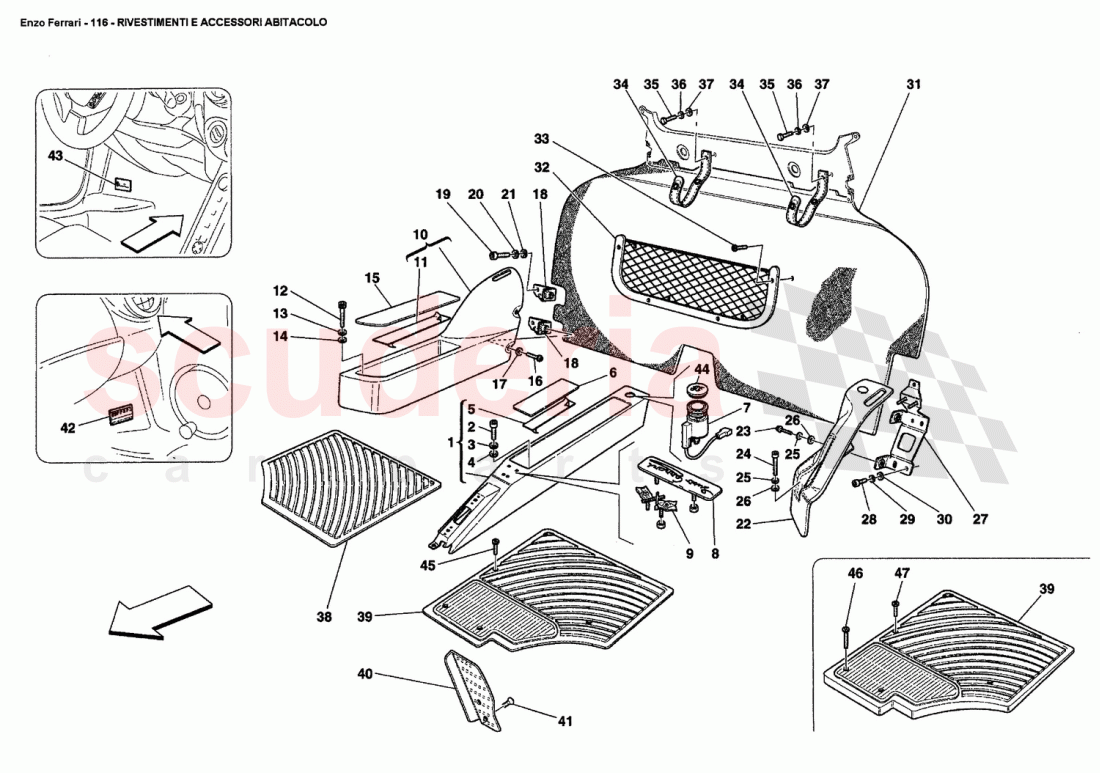 PASSENGERS COMPARTMENT UPHOLSTERY AND ACCESSORIES of Ferrari Ferrari Enzo