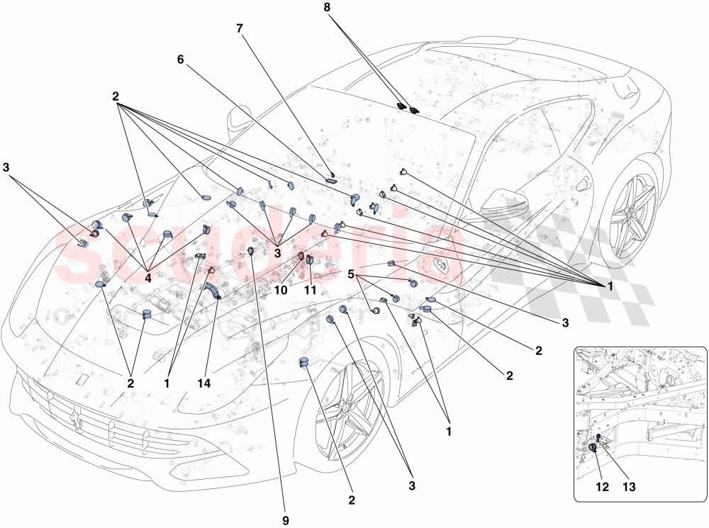 VARIOUS FASTENINGS FOR THE ELECTRICAL SYSTEM of Ferrari Ferrari F12 Berlinetta