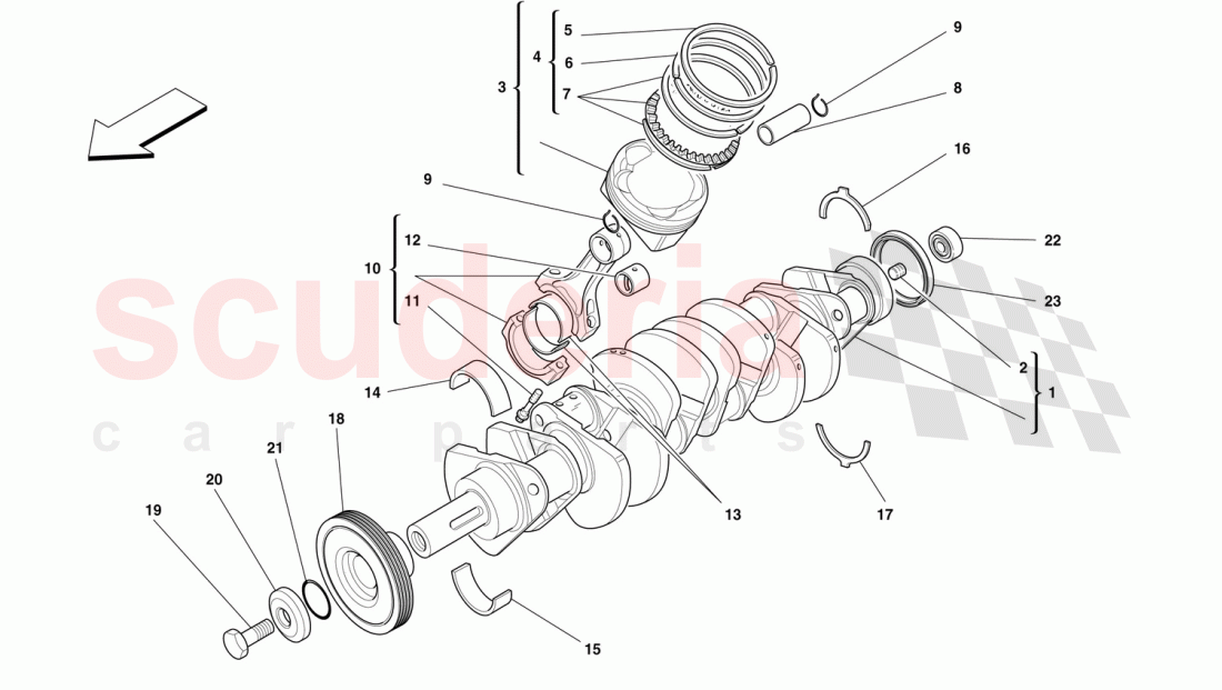 DRIVING SHAFT - CONNECTING RODS AND PISTONS of Ferrari Ferrari F50