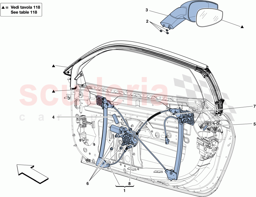 DOORS - POWER WINDOW AND REAR VIEW MIRROR of Ferrari Ferrari 458 Speciale