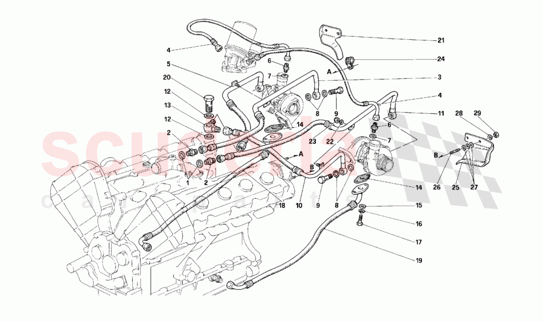 Oversupply system lubrication and cooling -Valid for cars with catalyst- of Ferrari Ferrari F40