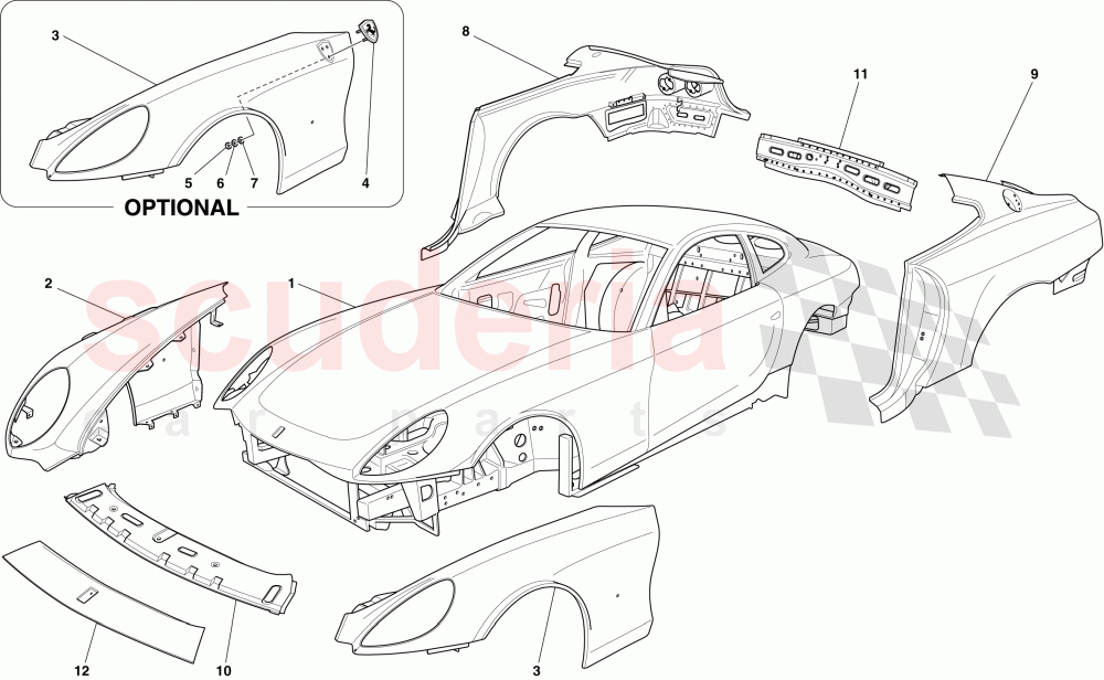 BODYSHELL - EXTERNAL TRIM of Ferrari Ferrari 612 Scaglietti