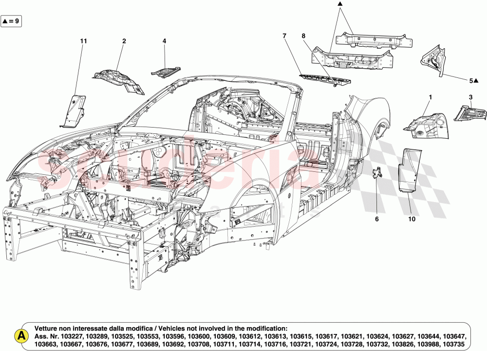 REAR BODYSHELL AND EXTERNAL TRIM -Applicable from Ass.ly No. 103179  of Ferrari Ferrari California (2012-2014)