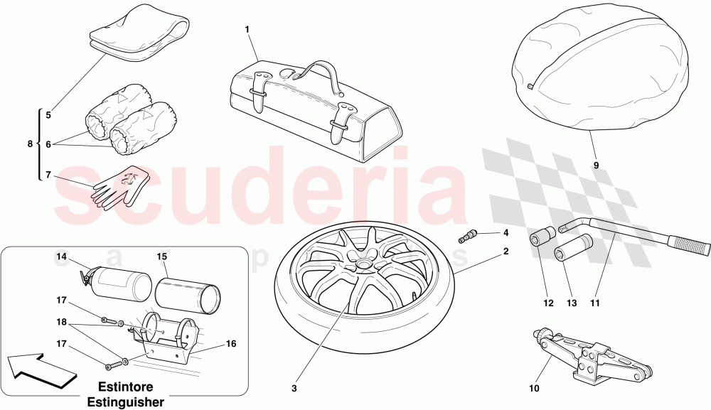 SPARE WHEEL AND ACCESSORIES -Optional- of Ferrari Ferrari 612 Sessanta