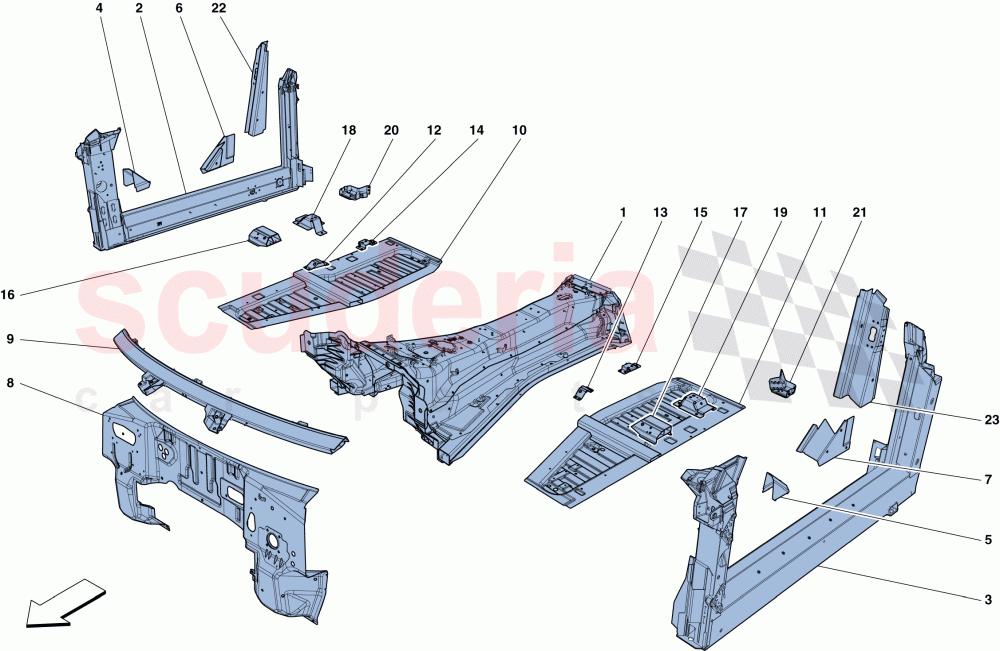 STRUCTURES AND ELEMENTS, CENTRE OF VEHICLE of Ferrari Ferrari FF