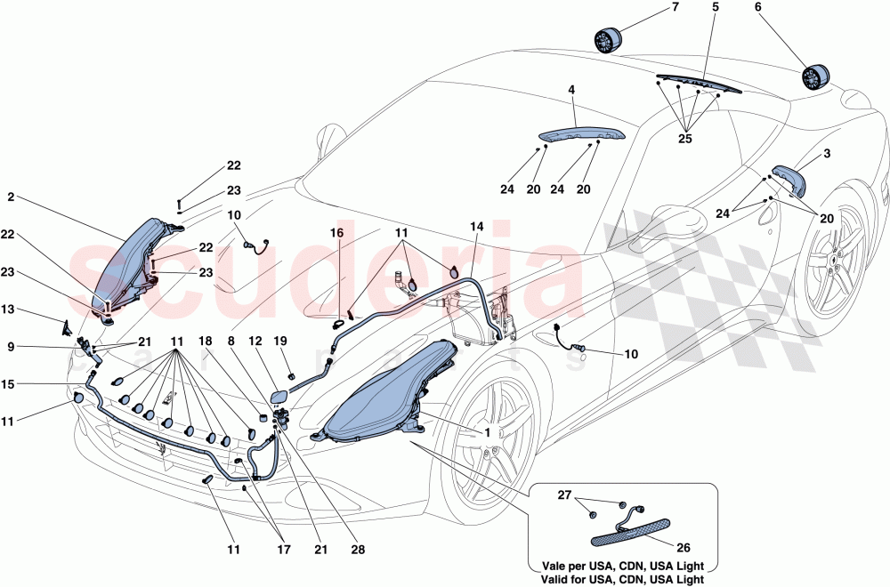 HEADLIGHTS AND TAILLIGHTS of Ferrari Ferrari California T
