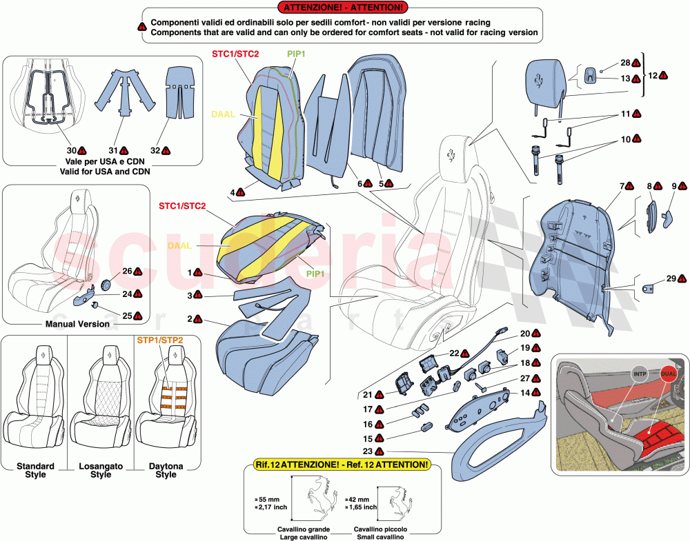 SEATS - UPHOLSTERY AND ACCESSORIES of Ferrari Ferrari 458 Spider