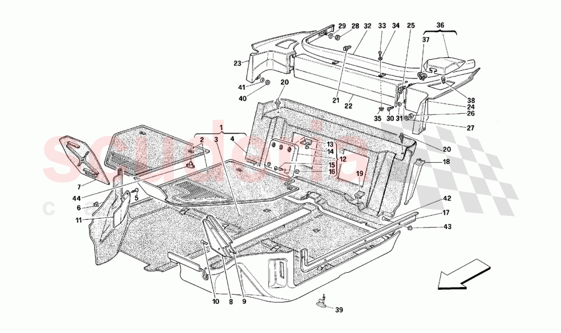 PASSENGERS COMPARTMENT CARPETS -Not for Spider- of Ferrari Ferrari 348 (2.7 Motronic)