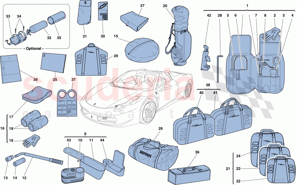 TOOLS AND ACCESSORIES PROVIDED WITH VEHICLE of Ferrari Ferrari 458 Spider