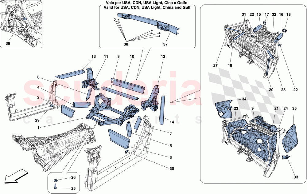 STRUCTURES AND ELEMENTS, REAR OF VEHICLE of Ferrari Ferrari 812 Superfast/GTS