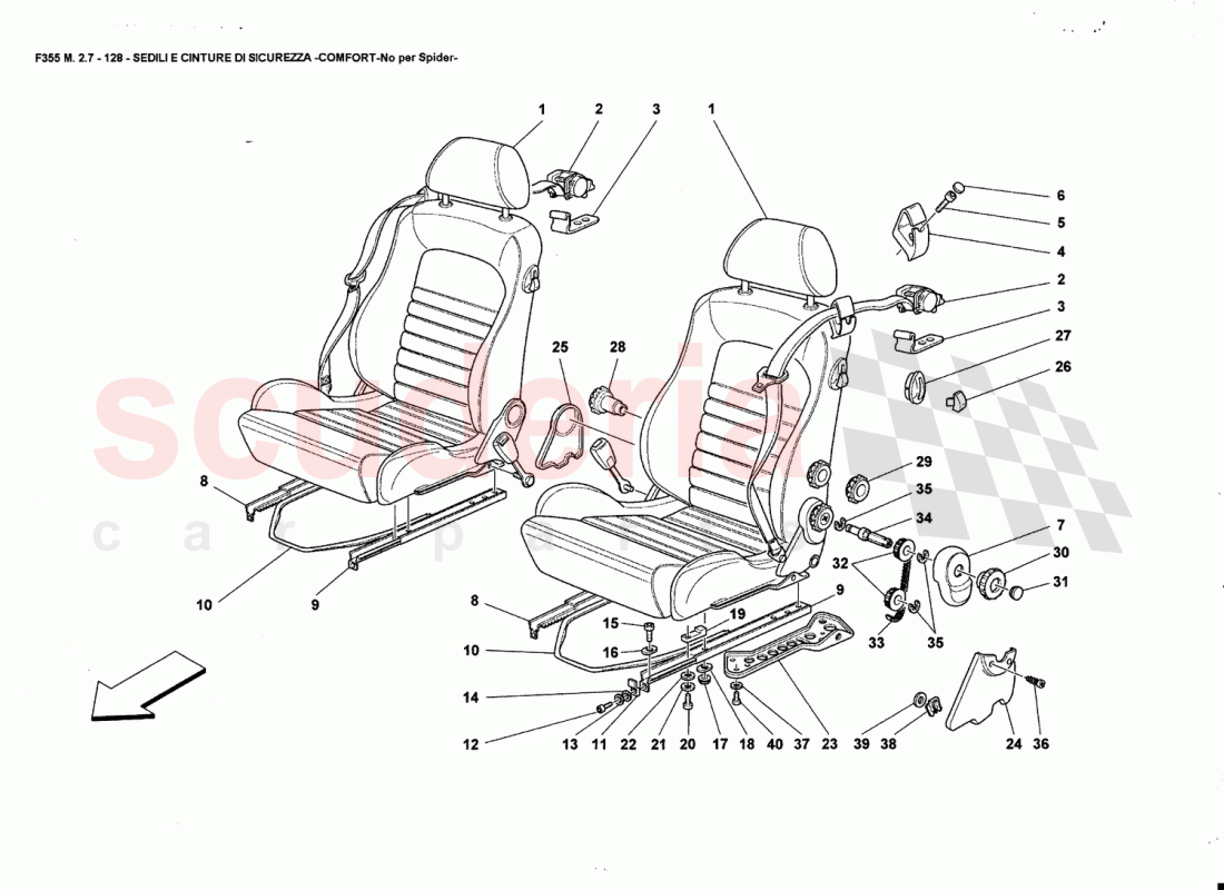 SEATS AND SAFETY BELTS -COMFORT-Nat far Spider- of Ferrari Ferrari 355 (2.7 Motronic)