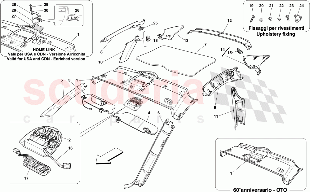 HEADLINER TRIM AND ACCESSORIES of Ferrari Ferrari 612 Scaglietti