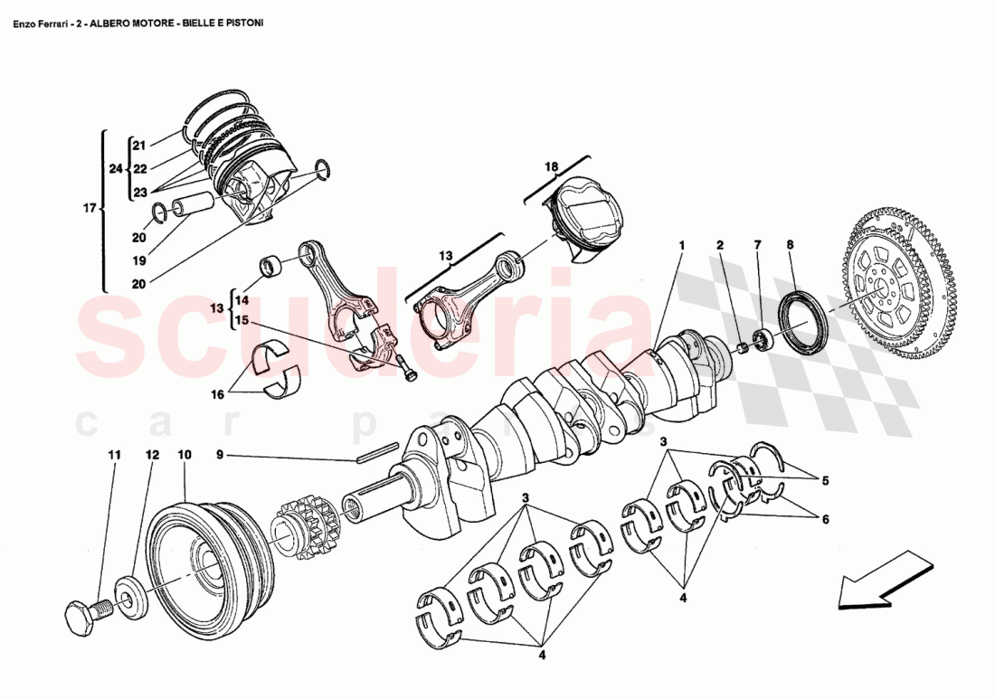 DRIVING SHAFT - CONNECTING RODS AND PISTONS of Ferrari Ferrari Enzo