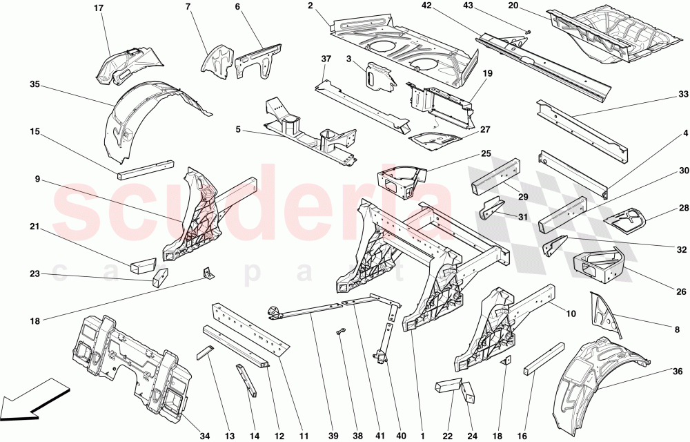 STRUCTURES AND ELEMENTS, REAR OF VEHICLE of Ferrari Ferrari 599 SA Aperta