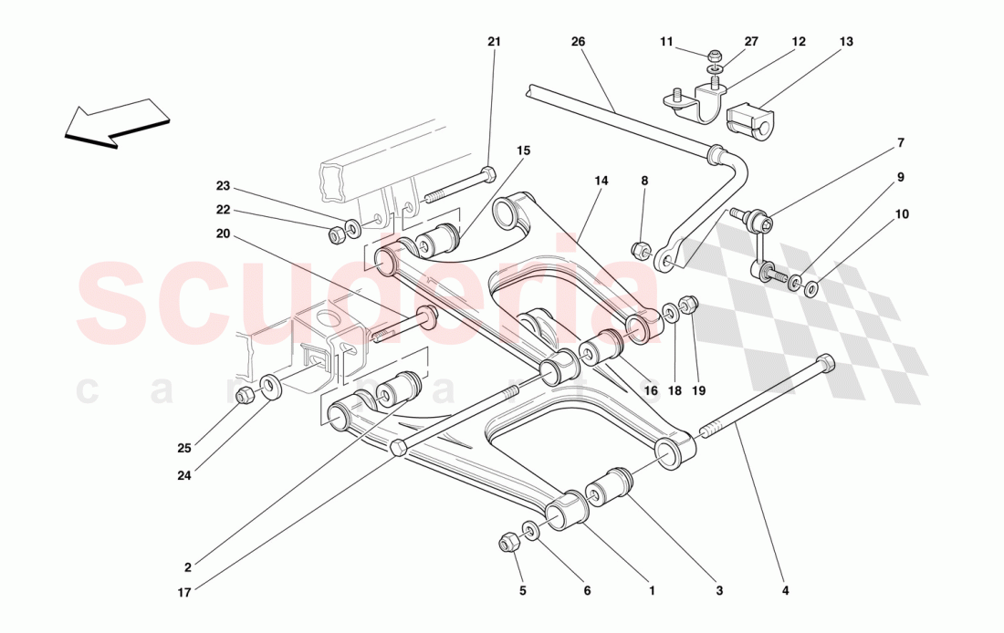 REAR SUSPENSION - WISHBONES AND STABILIZER BAR of Ferrari Ferrari 550 Barchetta