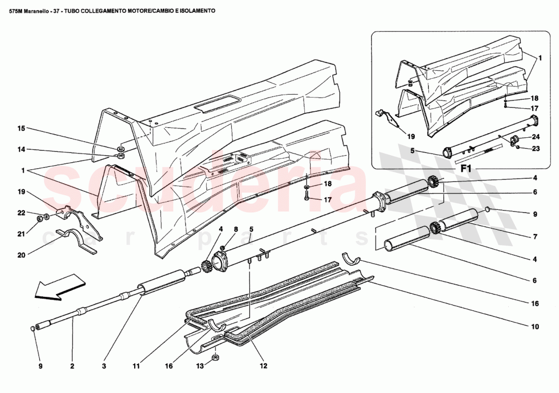 ENGINE/GEARBOX CONNECTING TUBE AND INSULATION of Ferrari Ferrari 575M Maranello