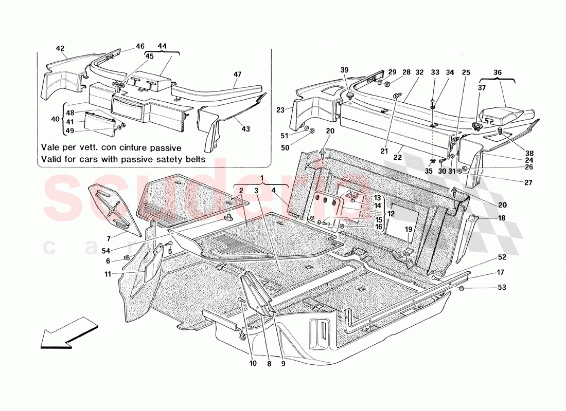 Passengers Compartment Carpets - Valid for TS - Valid From Car Nr. 94910 TS and Nr. 94269 USA TS of Ferrari Ferrari 348 TB (1993)