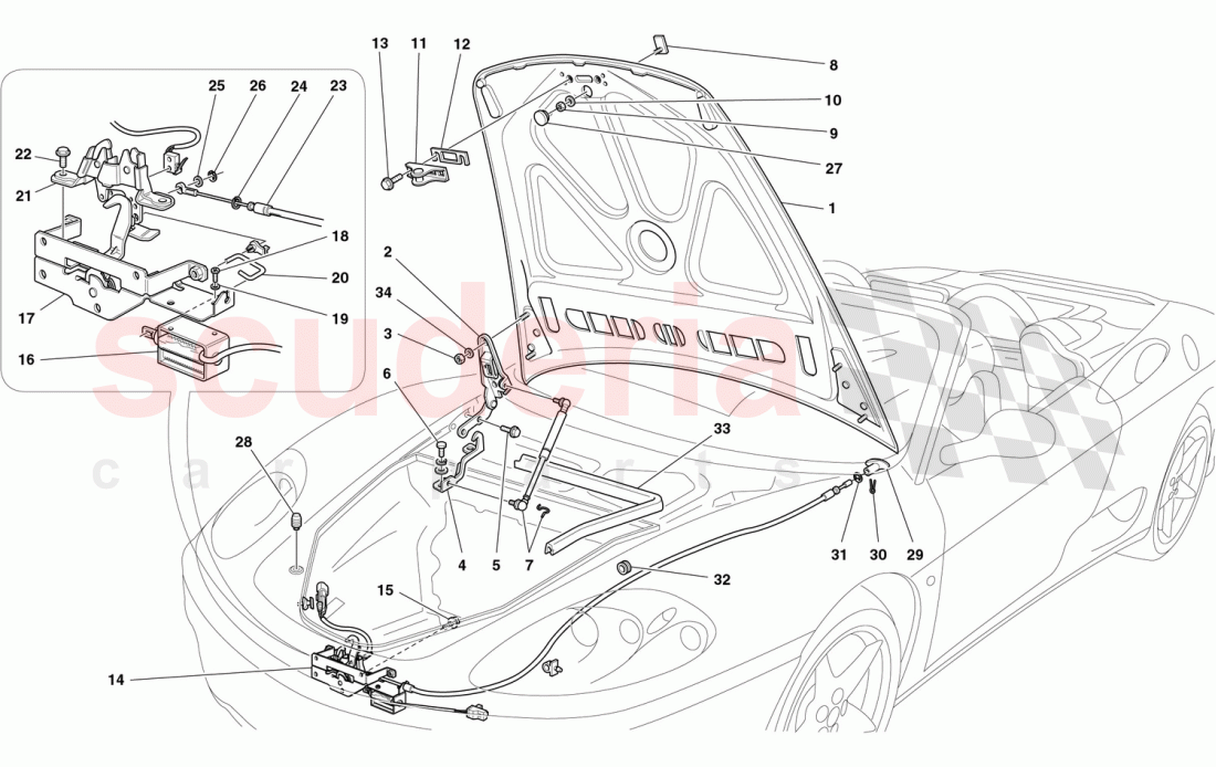 FRONT HOOD AND OPENING DEVICE of Ferrari Ferrari 360 Spider