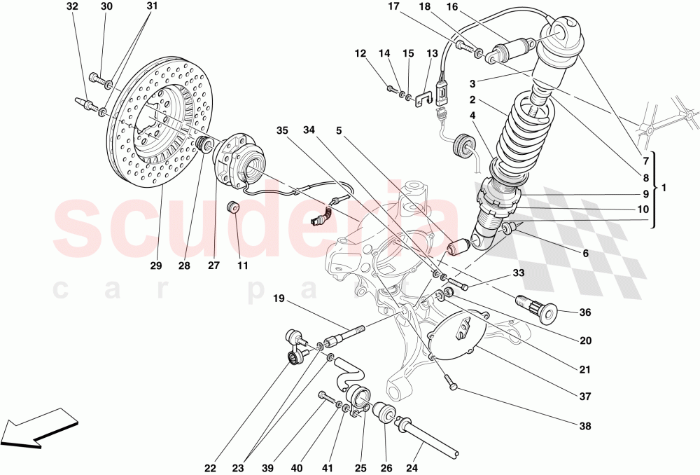 FRONT SUSPENSION - SHOCK ABSORBER AND BRAKE DISC of Ferrari Ferrari 430 Spider