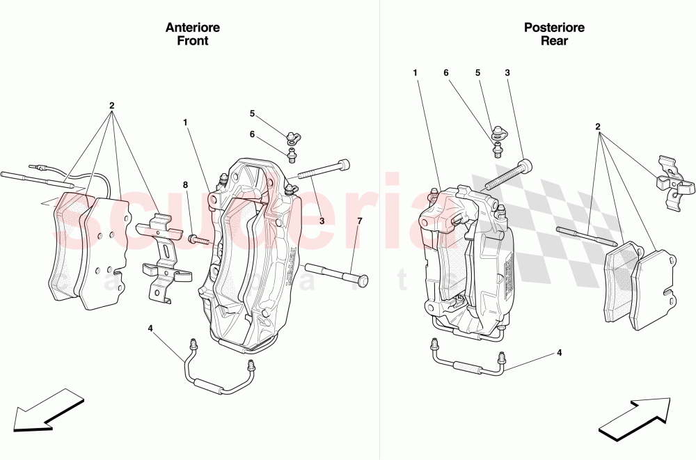 FRONT AND REAR BRAKE CALLIPERS of Ferrari Ferrari 430 Scuderia Spider 16M