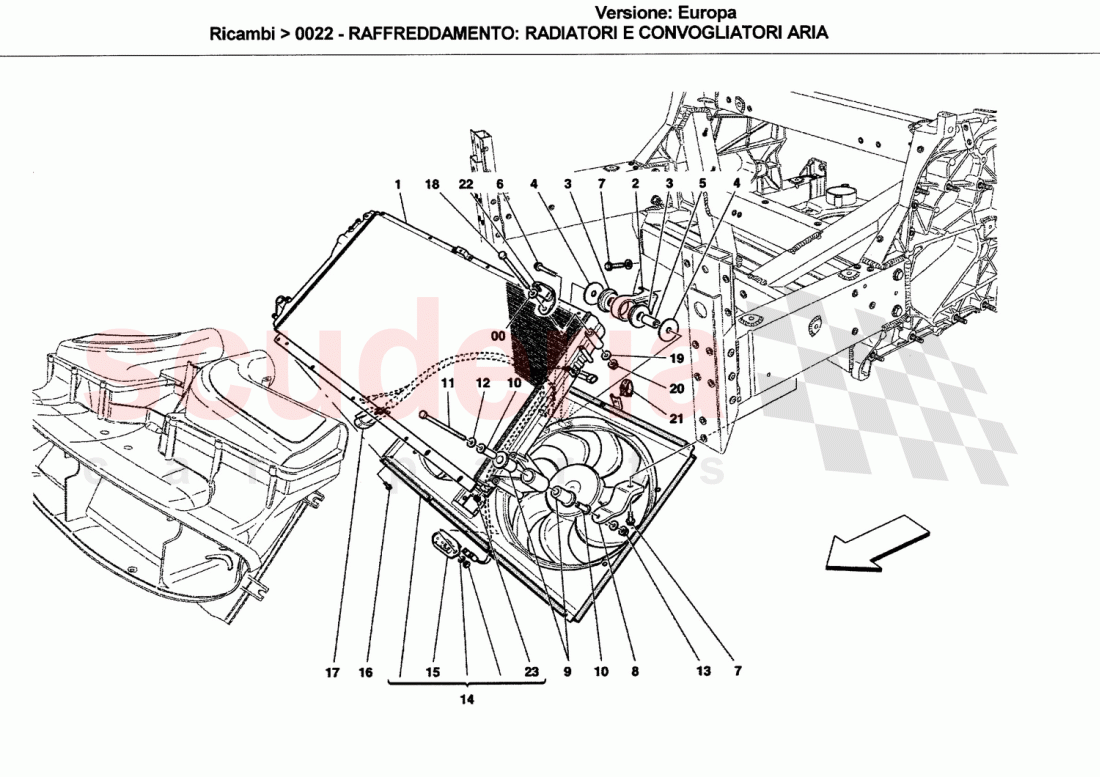 COOLING: AIR RADIATORS AND DUCTS of Ferrari Ferrari California (2008-2011)